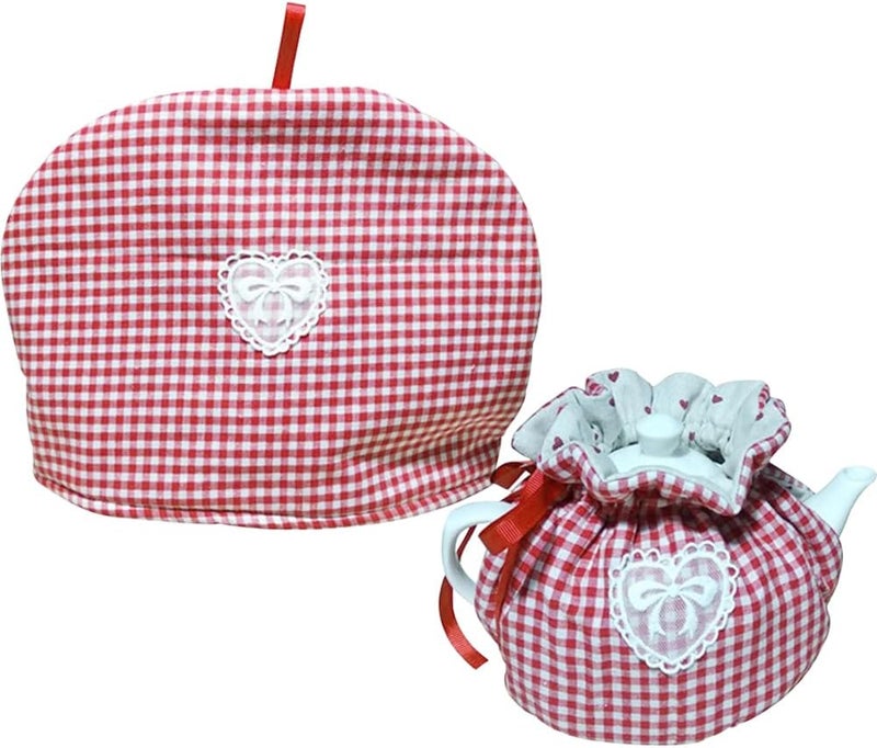 OLizee 2pcs Insulated Tea Cozy for Teapot & Kettle Warmer Cover - Plaid - Image 1